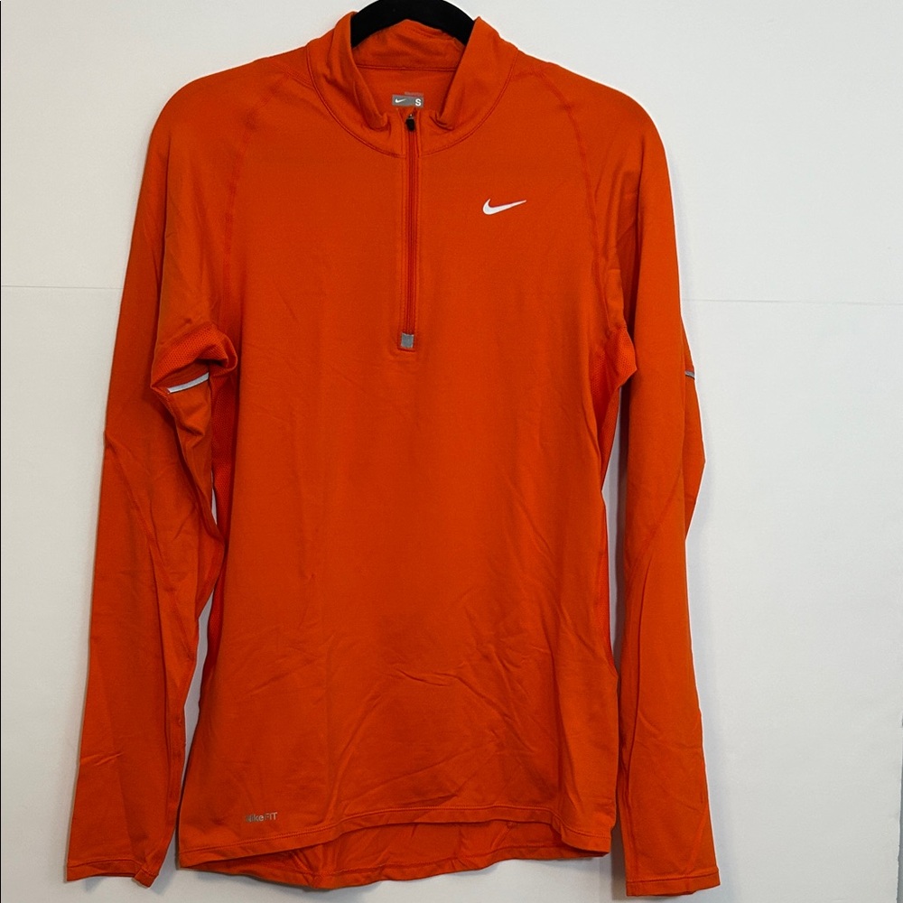 Nike Fit Dry Orange Half-Zip Pullover Lightweight Shirt Jacket Size Small